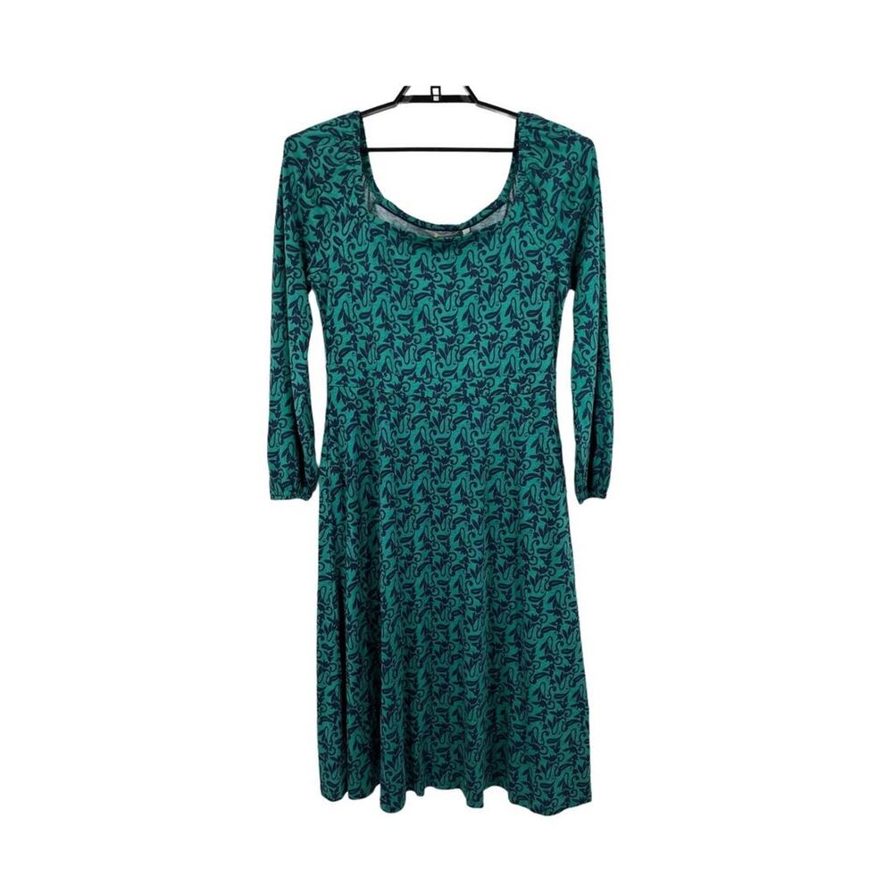 Boden dress Square Neck Jersey Midi green blue size 10